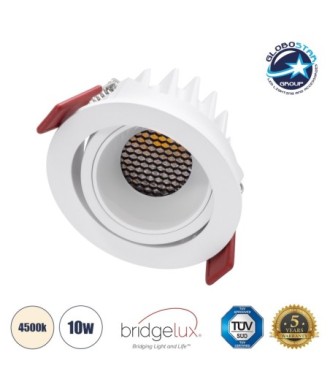 GLOBOSTAR® LEO-R 60284 Χωνευτό Κινούμενο Downlight Σποτ με Honeycomb Anti Glare Reflector LED 10W 1300lm 38° AC 220-240V IP20 Φυσικό Λευκό 4500K - Bridgelux COB Chip & TÜV SÜD Driver - Λευκό Ματ - Μ8.5 x Π8.5 x Υ6.6cm - Q7.5cm - 5 Χρόνια Εγγύηση